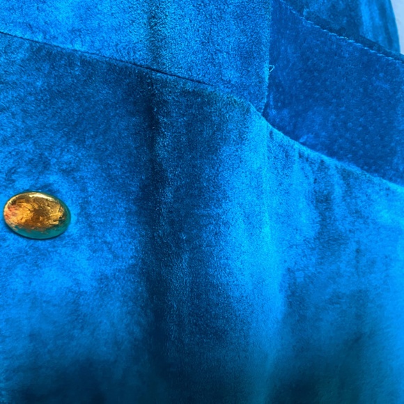 Jewel coloured aqua blue full-length Danier Suede coat size XS - Picture 7 of 7